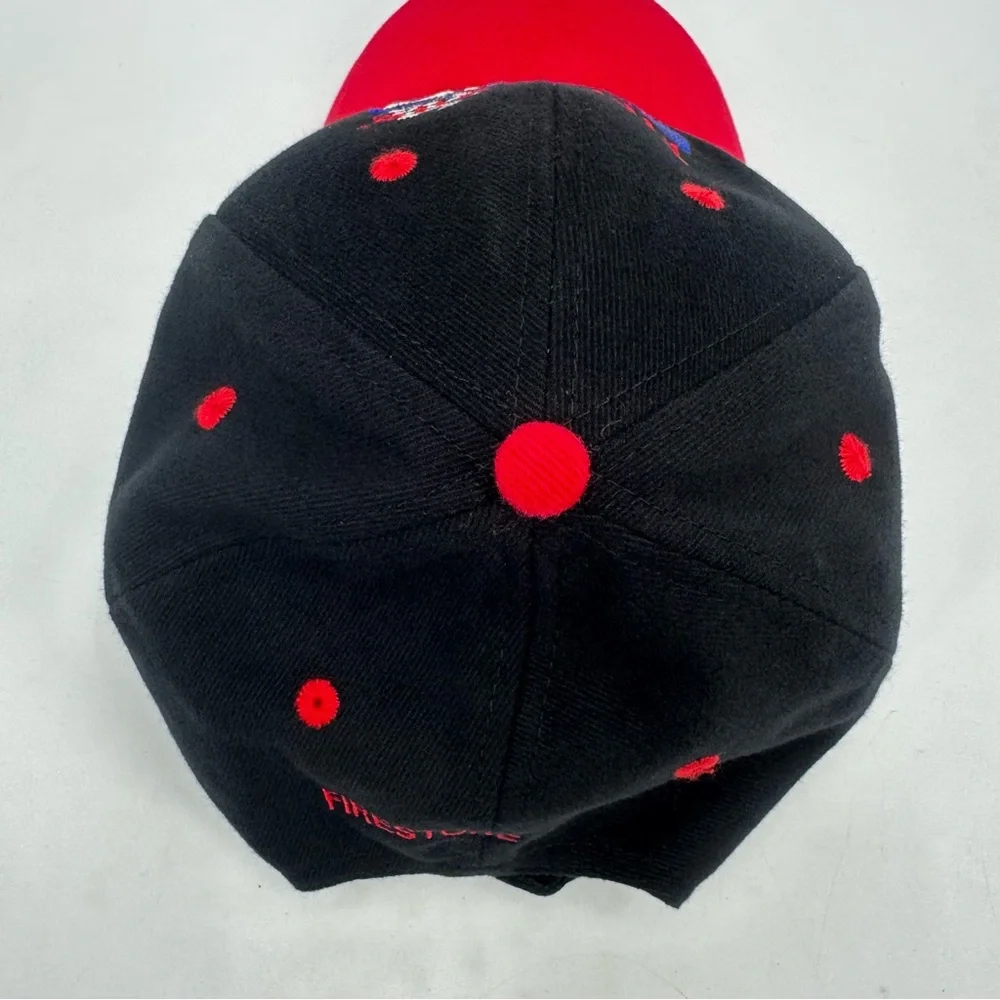 Firestone Indy 200 Nashville Superspeedway Hat Black Red Adjust Strap OS Racing